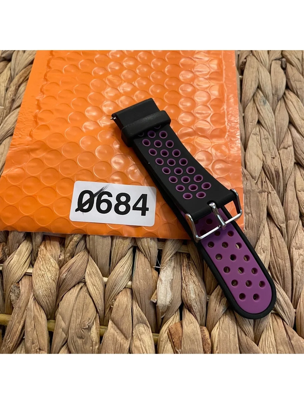 ✅ 22mm Sport Silicone Watch Band Strap Black Purple Perforated Breathable
